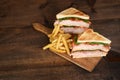 Top view toasted chicken club sandwich Royalty Free Stock Photo