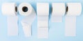 top view toilet paper rolls unfolded. High quality and resolution