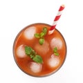 Top view of Tomato juice in a glass isolated on a white background Royalty Free Stock Photo