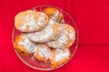 Top view of traditional dutch New Years Eve snacks Royalty Free Stock Photo