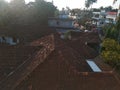 Top View of traditional indian house roofed with clay tiles