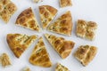 Traditional Turkish Ramadan Bread sliced triangle shape on white