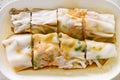 traditonal Cantonese food of cheong fun or rice noodle rolls horizontal composition