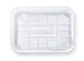 Top view of transparent plastic food packing tray