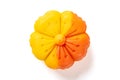 trendy and beautiful flower shape yellow and orange colors moon cake on a white background Royalty Free Stock Photo