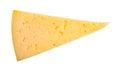 Top view of triangular piece of yellow cheese