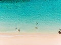 Top view of tropical beach with turquoise ocean water, aerial shot Royalty Free Stock Photo