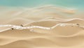 Top view Tropical seascape of beach sand with shells and blue ocean,Panoramic Sea beach, Vector illustration 3D Banner background Royalty Free Stock Photo