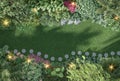 Top view tropical style garden with copy space 3d render