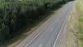 Top view of truck driving on country highway in summer. Scene. Travel or move by truck along highway with beautiful Royalty Free Stock Photo