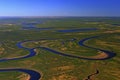 Top view of the tundra spring landscape with lakes and rivers Royalty Free Stock Photo