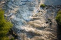 Top view of the turbulent river