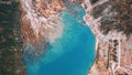 Top view of the turquoise water of a mountain lake Royalty Free Stock Photo