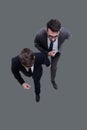 Top view. two business people stepping forward Royalty Free Stock Photo