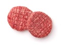 Top view of two fresh raw burger patties Royalty Free Stock Photo