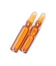 Top view of two medical or cosmetic ampoules