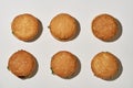 Top view of two rows with six appetizing burgers Royalty Free Stock Photo