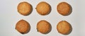 Top view of two rows with six classic burgers Royalty Free Stock Photo