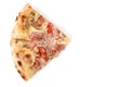 Top view two slices of pizza on a white background with copy space Royalty Free Stock Photo