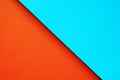 Top view of two tone grunge paper, blue and orange, for abstract background , artwork, graphic resource