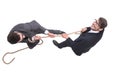Top view. two young businessmen pulling the rope Royalty Free Stock Photo