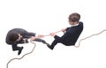 top view. two young businessmen pulling the rope Royalty Free Stock Photo