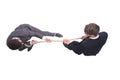 Top view. two young businessmen pulling the rope Royalty Free Stock Photo