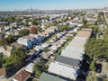 Top view typical residential neighborhood with downtown Chicago Royalty Free Stock Photo