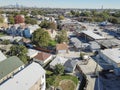 Top view typical residential neighborhood with downtown Chicago Royalty Free Stock Photo