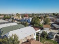 Top view typical residential neighborhood with downtown Chicago Royalty Free Stock Photo