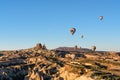 Top view of Uchisar town and castle at sunrise. Cappadocia. Turkey Royalty Free Stock Photo