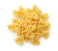 Top view of uncooked farfalle pasta