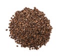 Top view of unhulled buckwheat pile Royalty Free Stock Photo