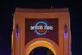 Top view of Universal Studios arch at night at Citywalk in Universal Studios area. Royalty Free Stock Photo