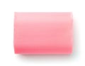 Top view of unused pink soap bar