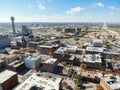 Top view uptown Dallas buildings with landmark Margaret Hunt Hil Royalty Free Stock Photo