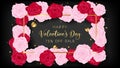 Top view valentine invitation decorate in black