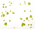 Top view valentines day decorations flat lay. Green yellow hearts on white background. Happy St. Valentine`s Day banner Royalty Free Stock Photo