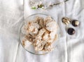 Top view of vanilla ice cream with chocolate chip cookies