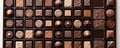 Top view of variety chocolate pralines