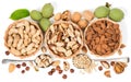 Top view of variety of nuts Royalty Free Stock Photo