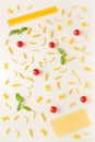 Top view variety of raw pasta Royalty Free Stock Photo