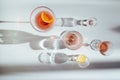 Top view of various cocktails on a white table Royalty Free Stock Photo