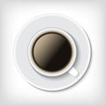 Top view vector cup of coffee on white Royalty Free Stock Photo
