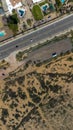 Top view vertical of a field and road on the side of Camelback Mountain in Phoenix, Arizona, USA Royalty Free Stock Photo
