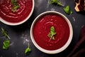 top view of a vibrant beetroot detox soup