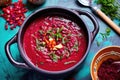 top view of a vibrant beetroot detox soup