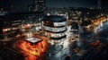Top view of vibrant modern city, capturing rhythm of urban life Royalty Free Stock Photo
