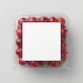 Fresh Red Cherry Tomatoes in Clear Plastic Container with Blank Label Royalty Free Stock Photo