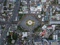 Top view of victory momument circus Bangkok Royalty Free Stock Photo